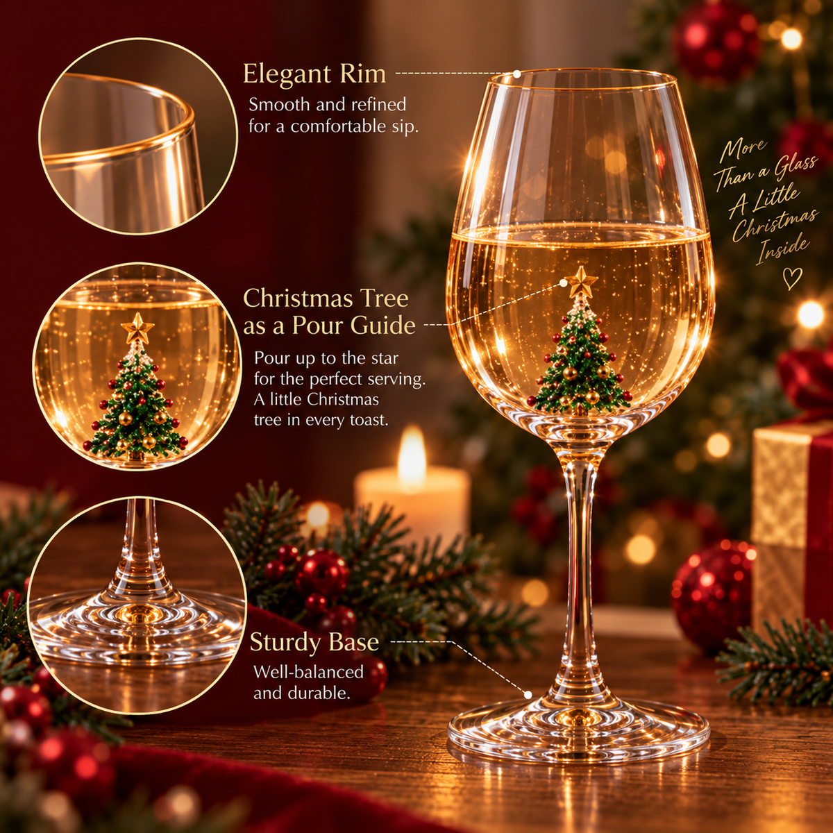 ❤️ LOVED BY 90,000+ PEOPLE! Christmas Tree Wine Glass Set of 2 — Festive Holiday Glasses with Gift Box & Velvet Bow