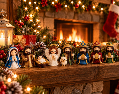 ✝️✨ Bring the Nativity to Life!3D Beaded Christmas DIY Kit – 8-Piece Set
