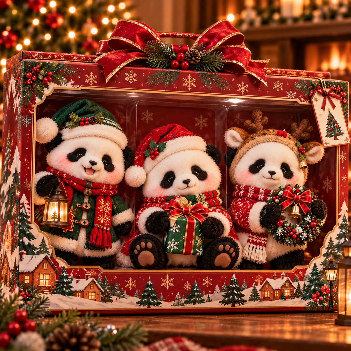 🐼 2026 Fluffy Panda Trio – 3 Little Troublemakers, One Sleepless Christmas!🎄