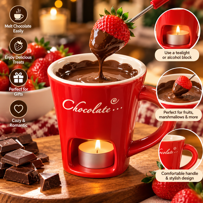 🎅🍓 Santa Says: “YUMMY!” 🍫Christmas Chocolate Fondue Mug Gift Set – Share Sweet Holiday Moments