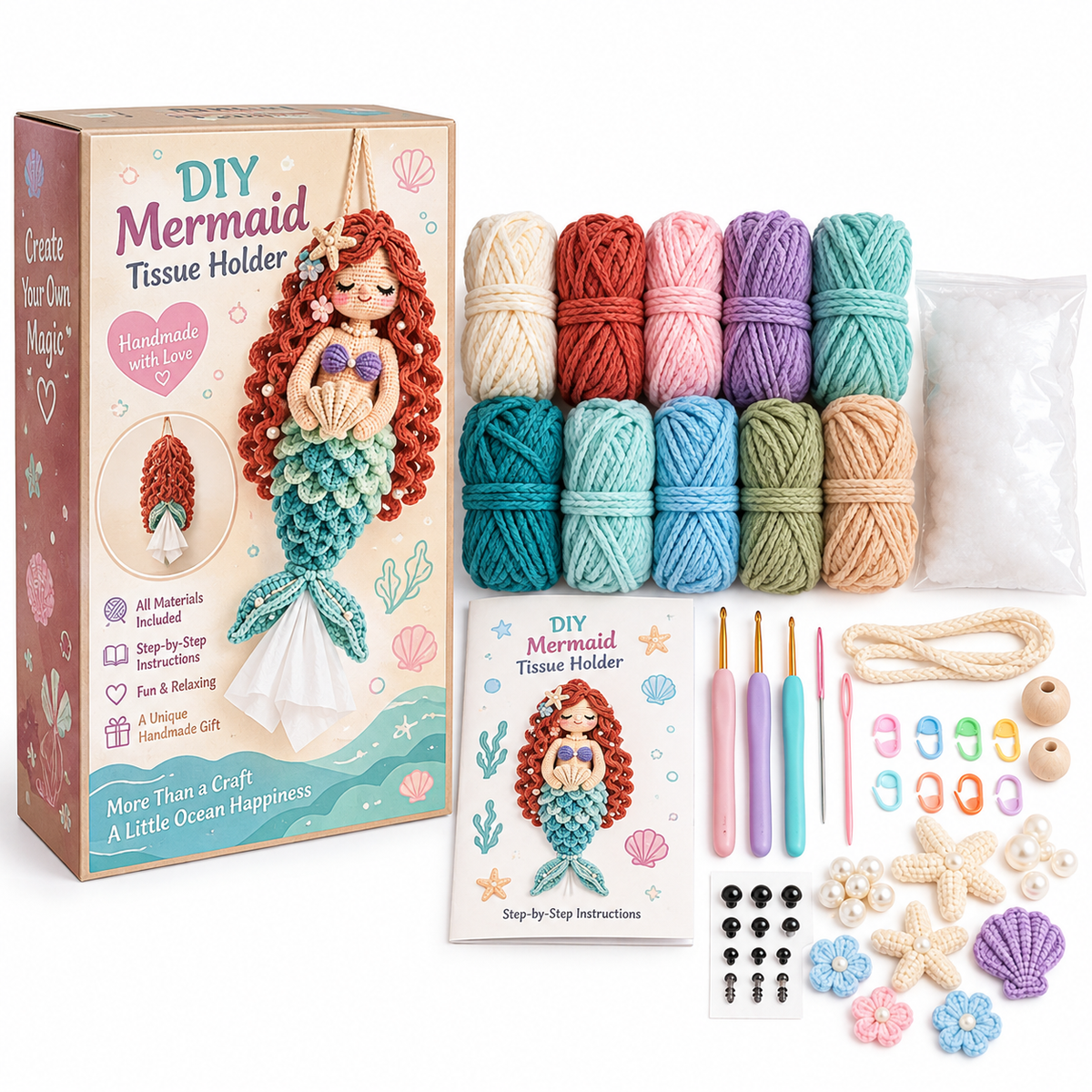 🧜‍♀️ Mermaids Sing & Hold Tissues!! DIY Crochet Mermaid Tissue Holder Kit