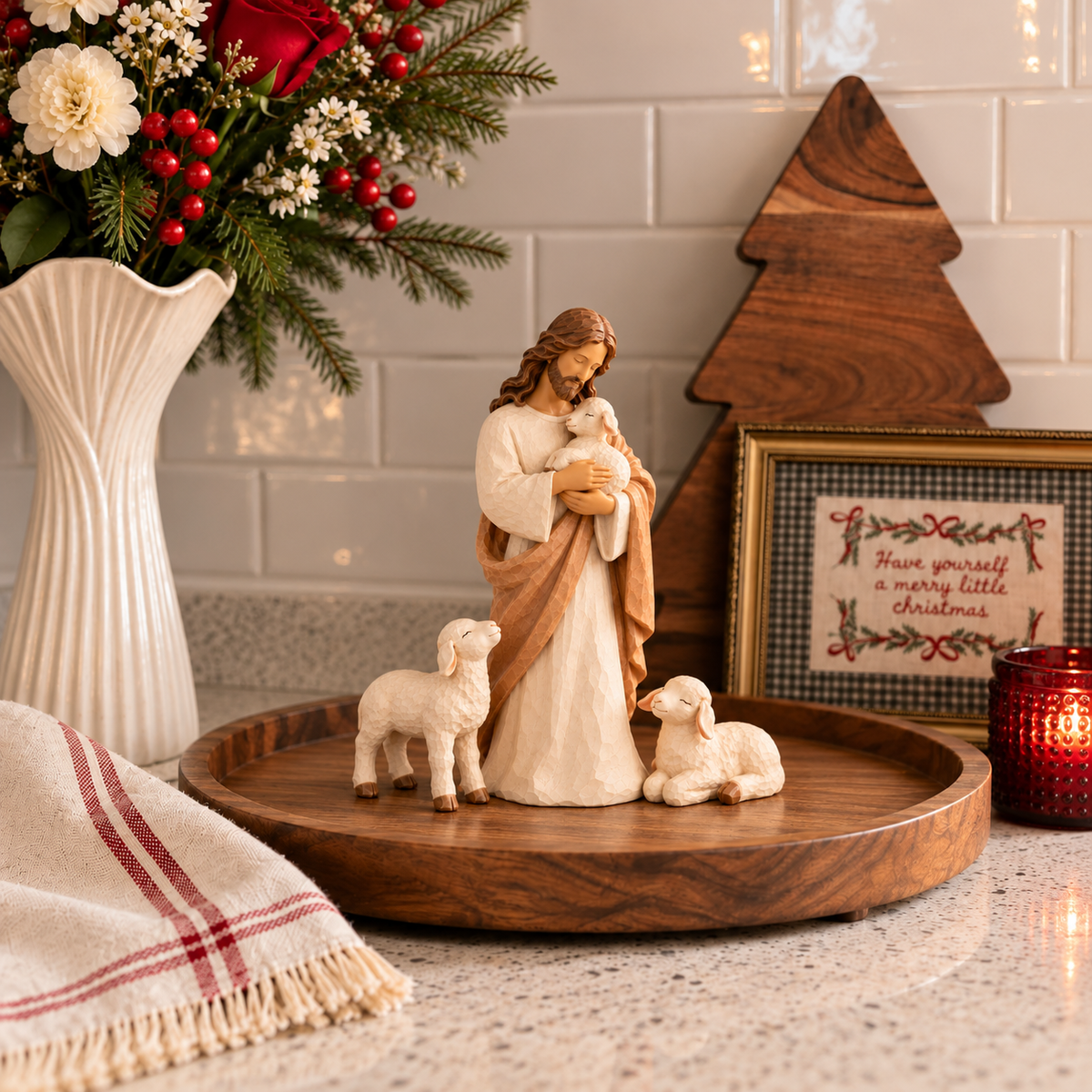 Good Shepherd & Lambs Figurine