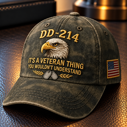 100% Handmade DD-214 Veteran Honor Embroidered Cap(𝐂𝐡𝐚𝐝 𝐒𝐦𝐢𝐭𝐡 𝐇𝐚𝐧𝐝𝐦𝐚𝐝𝐞®)