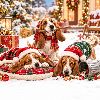 🎅Santa, Wake Me Up When Dinner's Ready! 🐶 2026 Basset Hound Christmas – 24 Days of Cozy Mischief
