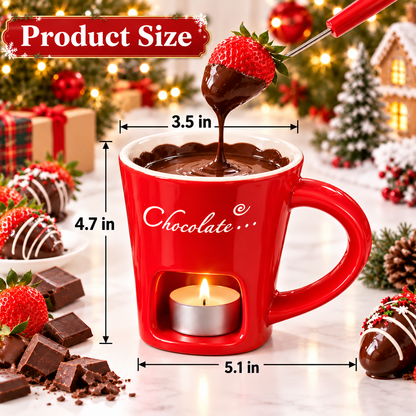🎅🍓 Santa Says: “YUMMY!” 🍫Christmas Chocolate Fondue Mug Gift Set – Share Sweet Holiday Moments