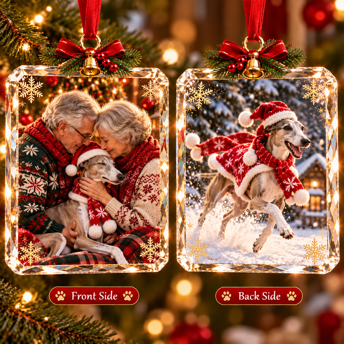 🔥 Almost Sold Out! Greyhound Christmas Keepsake Ornament – Crystal-Clear Double-Sided Acrylic