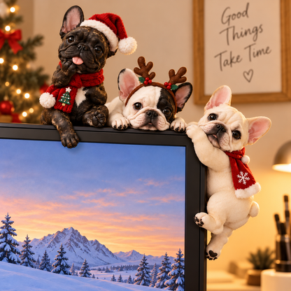 🐶 HI, DID YOU MISS ME?❤️Christmas Pet Dog Monitor Buddies — 6-Piece Cute Screen Edge Figurine Set