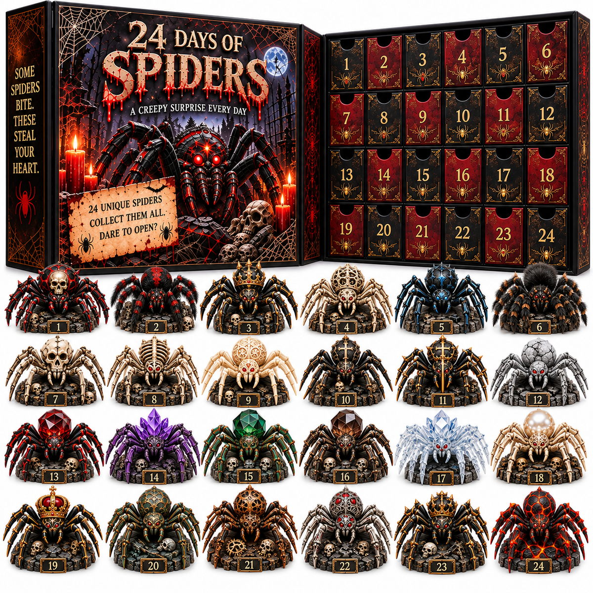 🕷️ Awooo! It Might Eat You! 💀 24-Day Halloween Dark Spider Advent Calendar
