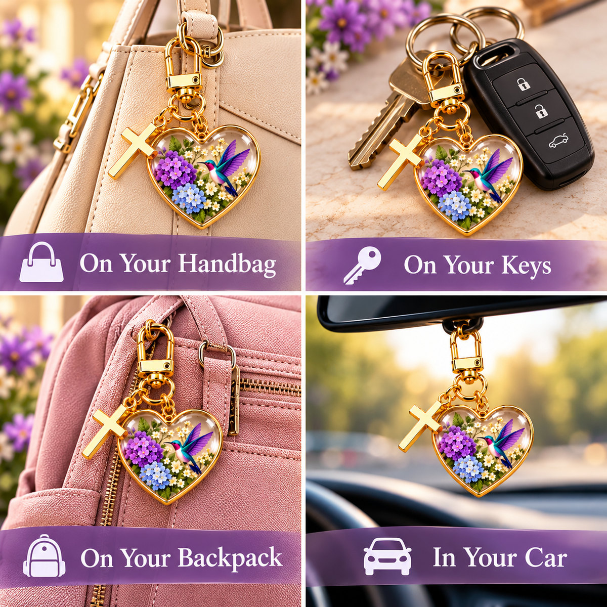 💜Loved by 60,000+ People!✝️Be Still & Know That I Am God Hummingbird Faith Key chain