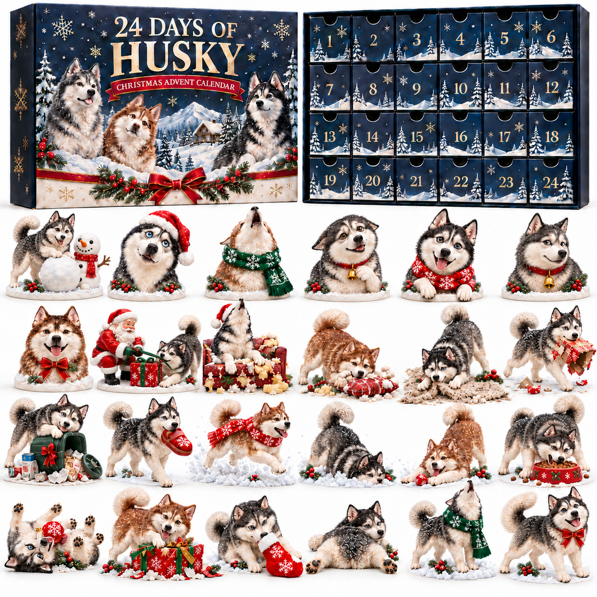 🐺SANTA, THE HUSKIES DESTROYED CHRISTMAS AGAIN! 😂24 Days of Husky Christmas Gift Set
