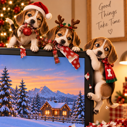 🐶 HI, DID YOU MISS ME?❤️Christmas Pet Dog Monitor Buddies — 6-Piece Cute Screen Edge Figurine Set