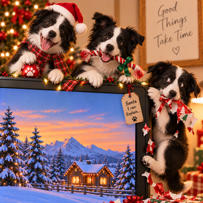🐶 HI, DID YOU MISS ME?❤️Christmas Pet Dog Monitor Buddies — 6-Piece Cute Screen Edge Figurine Set