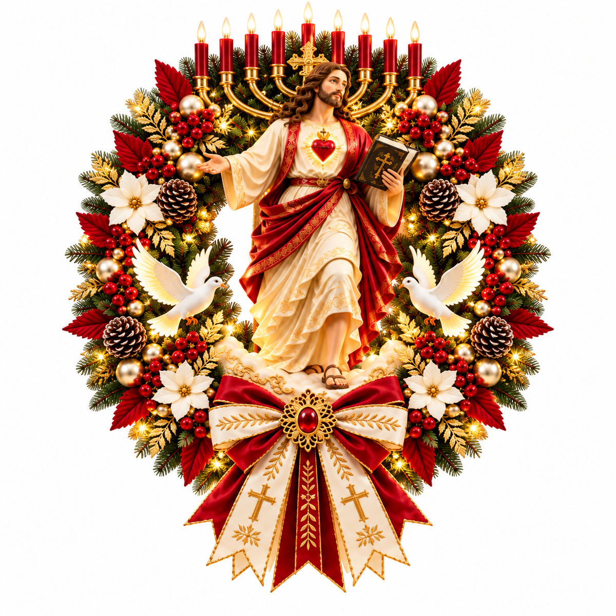 ❤️Loved by Over 60,000 Customers! 🔥Jesus Sacred Heart Christmas Wreath