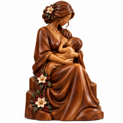 ❤️ A Mother's Love Never Fades – Mother Breastfeeding Baby Wooden Sculpture