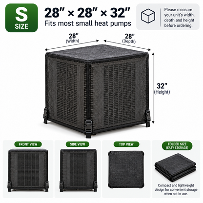 All-Season Breathable Heat Pump Cover – Lightweight Mesh Debris Guard with Adjustable Buckles