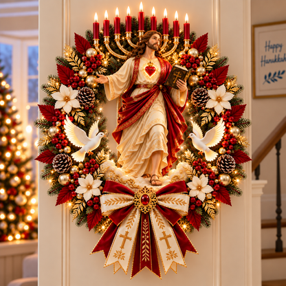 ❤️Loved by Over 60,000 Customers! 🔥Jesus Sacred Heart Christmas Wreath