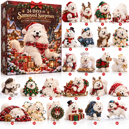 🔥FINAL DAY SALE – 50% OFF! 🔥24-Day Samoyed Christmas Collectible Gift Set – Fluffy Trouble Makers