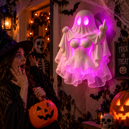 👻🖕 BOO? NAH  THIS GHOST HAS ATTITUDE💜 Sassy Sexy Ghost Wall Light