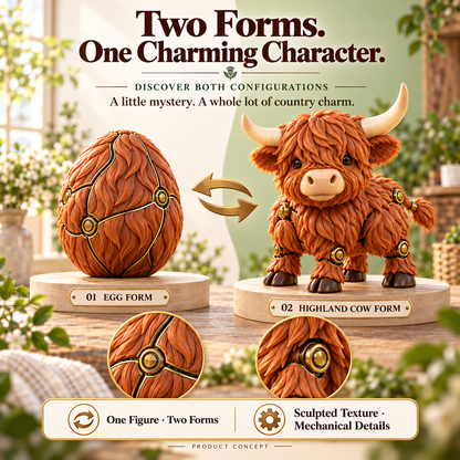 🥚 What's Hiding Inside?! 🐮 Unleash the Highland Cow – 2-in-1 Transforming Surprise!