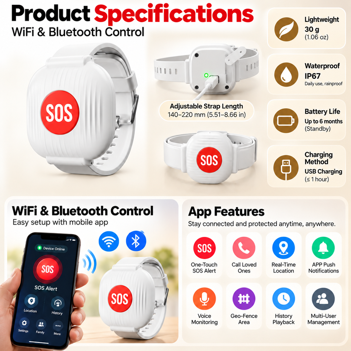 🚨 One Press Could Make All the Difference! ❤️ Smart SOS Emergency Alert Wristband – Instant Family Alerts & Peace of Mind