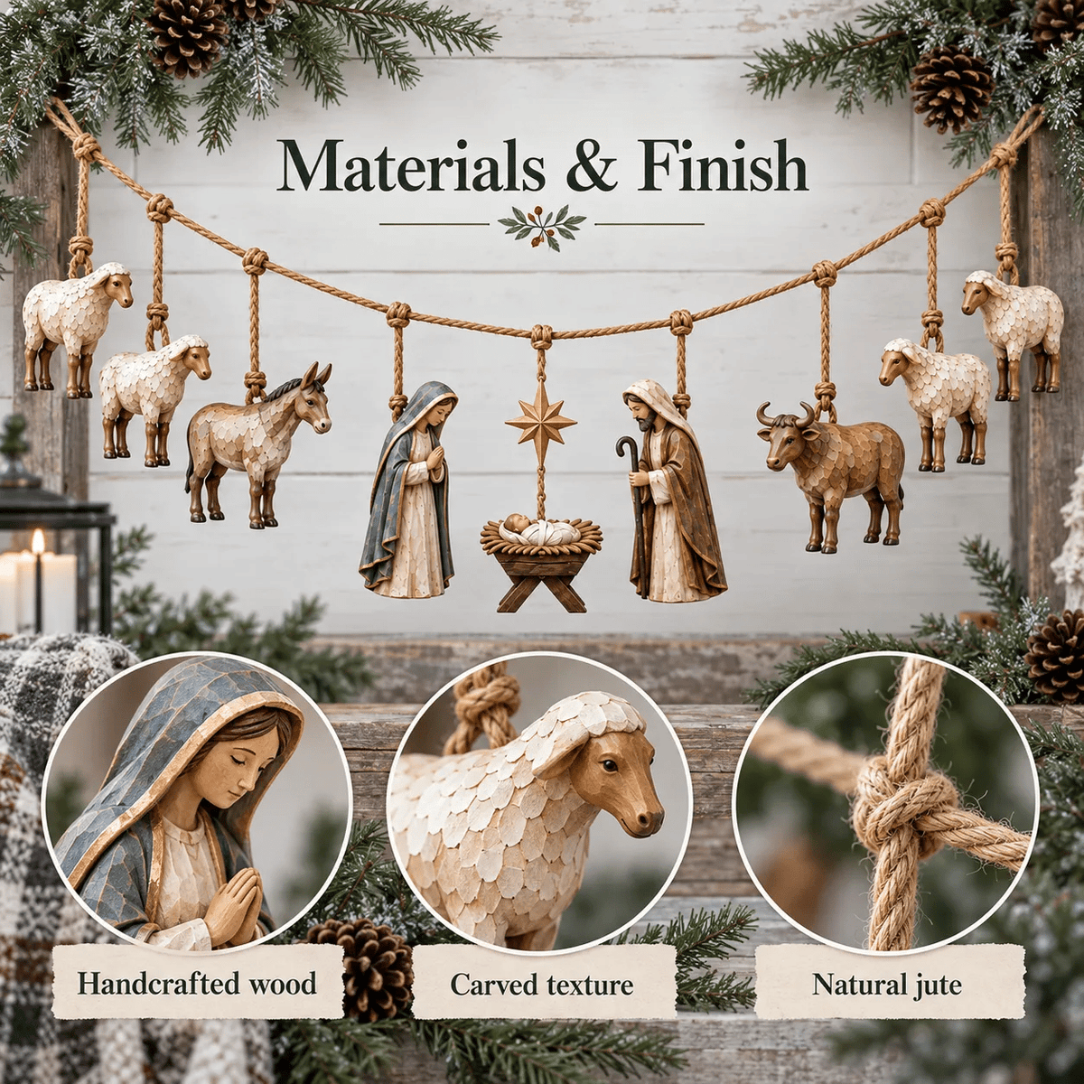 Handcrafted Wooden Nativity Garland