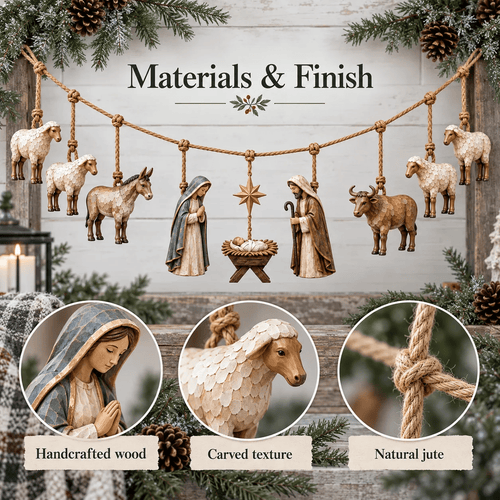 Handcrafted Wooden Nativity Garland