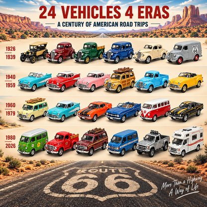 🏜️ Route 66 Centennial 1926–2026 – 24 Classic Cars, 100 Years of American Road Trips!