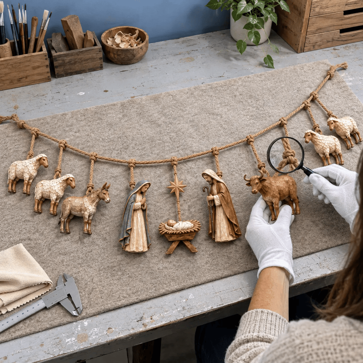 Handcrafted Wooden Nativity Garland