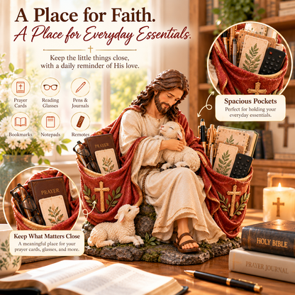 ✝️ The Good Shepherd Jesus Figurine – A Symbol of Faith & Love ❤️| Christian Home Decor & Practical Organizer