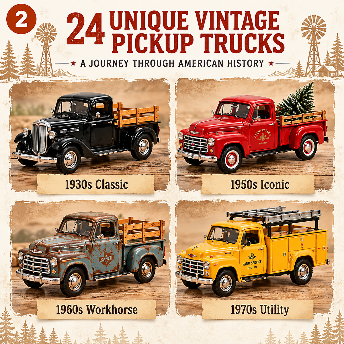 🛻 Vintage Pickup Trucks Advent Calendar – 24 Days of Classic Trucks, Timeless Memories & Christmas Surprises 🎄❤️ | A Nostalgic Gift for Dad, Grandpa & Truck Lovers