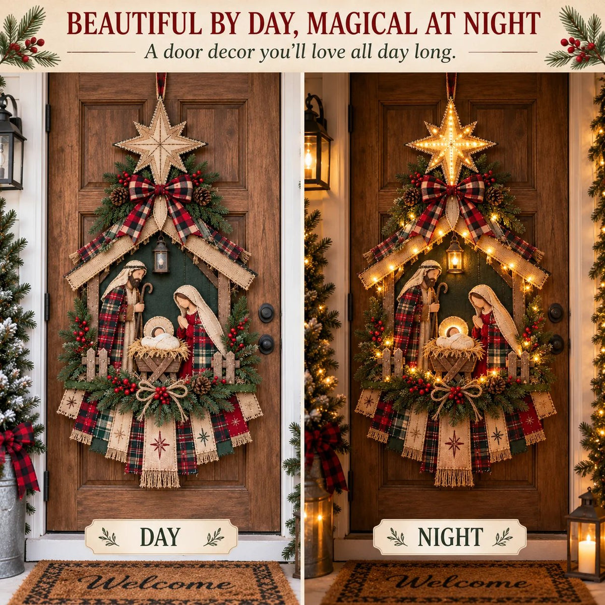 💯⏳ 50% OFF – DIY Lighted Christmas Nativity Scene Door Hanging Kit 🎄