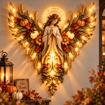 🍂 Let Gratitude Glow This Thanksgiving! ✨ 2026 Harvest Angel LED Wall Light – Golden Wings of Faith, Love & Blessings ❤️