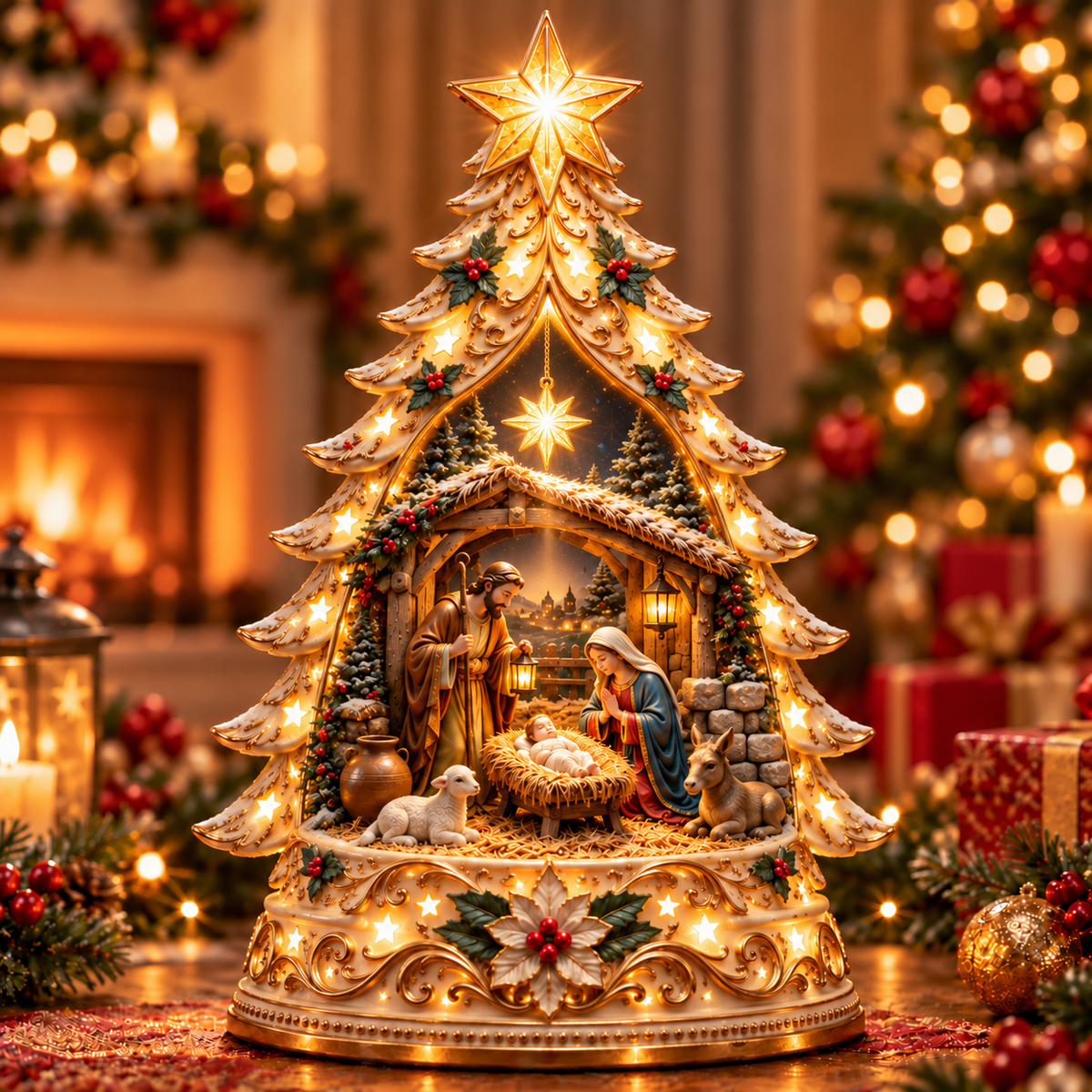 🌟 Ready to Witness the Miracle of Christmas?! ✨ 2026 Illuminated Nativity Christmas Tree – Let the Star of Bethlehem Shine!