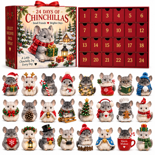 24 Days of Chinchillas Advent Calendar – 24 Unique Chinchilla Figurines | Christmas Countdown Gift