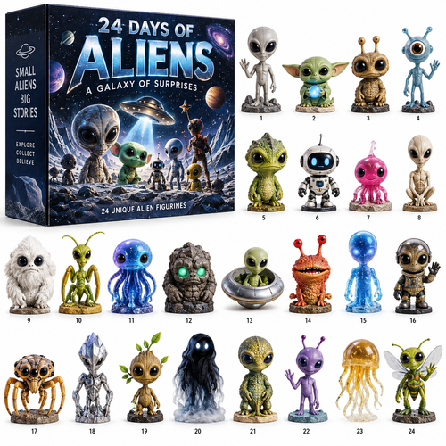 👽 24 Days of Alien Encounters Advent Calendar – 24 Unique Alien Figurines, Mystery Space Collectibles & Sci-Fi Gift
