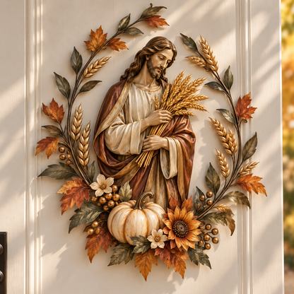 🍂 Ready to Welcome God's Blessings Home? 🙏 Jesus & Golden Harvest – A Beautiful Symbol of Faith, Gratitude & Love!