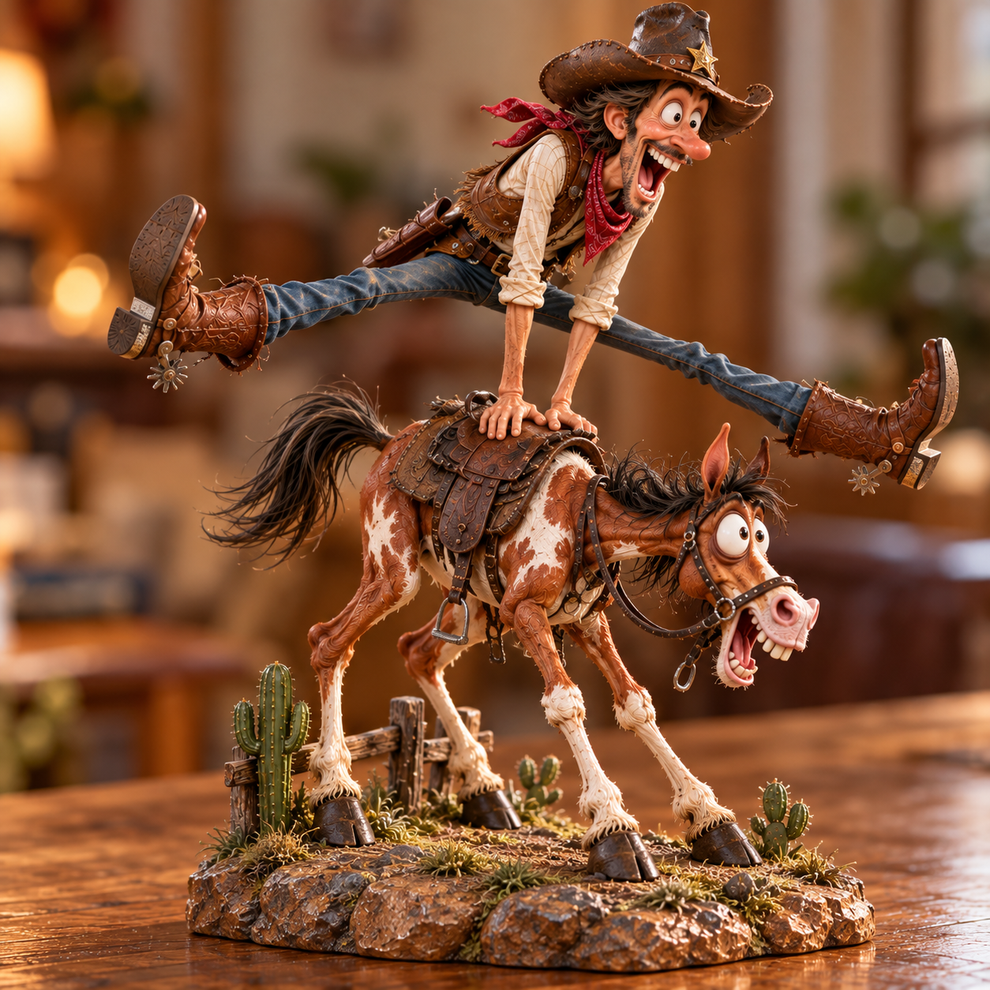 🤠 Who Said Cowboys Can't Fly?! 🐴 Funny Cowboy Leapfrog Figurine – One ...