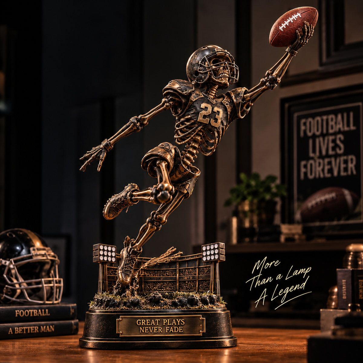 💀 Passion Never Dies! 🏈 2026 The Last Catch – Skeleton Football Resin Sculpture, Unique Collectible Gift for Football Fans