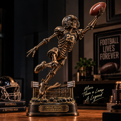 💀 Passion Never Dies! 🏈 2026 The Last Catch – Skeleton Football Resin Sculpture, Unique Collectible Gift for Football Fans