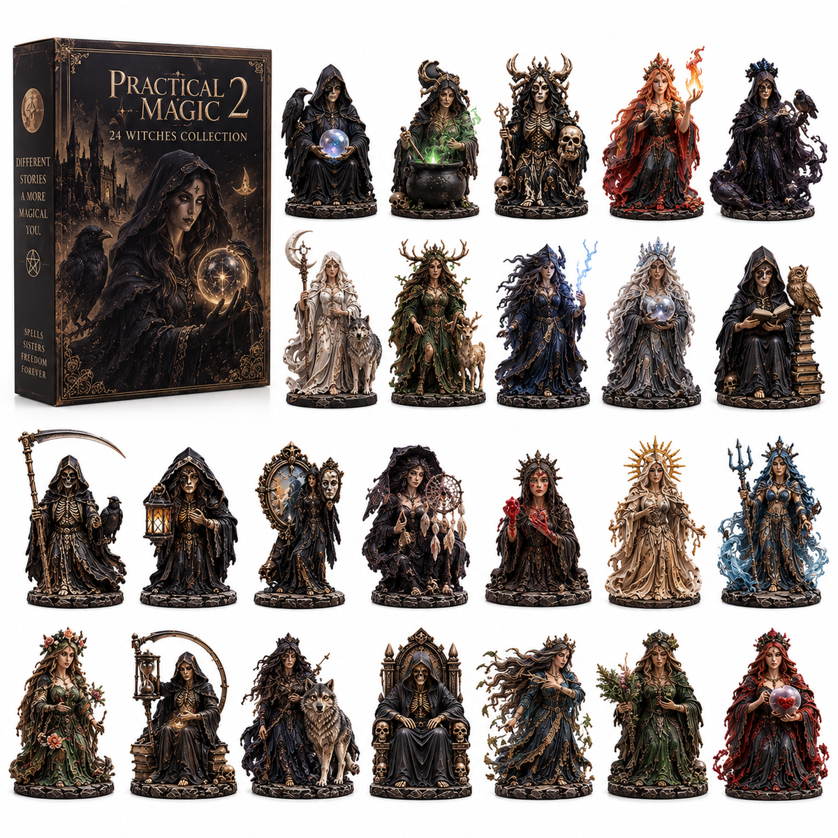 24 Days of Dark Witchcraft – 24 Unique Gothic Witch Figurines | Fantasy Advent Calendar