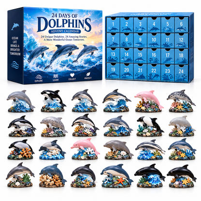 🐬24 Days of Dolphins Advent Calendar – 24 Unique Ocean Animal Figurines & Collectibles