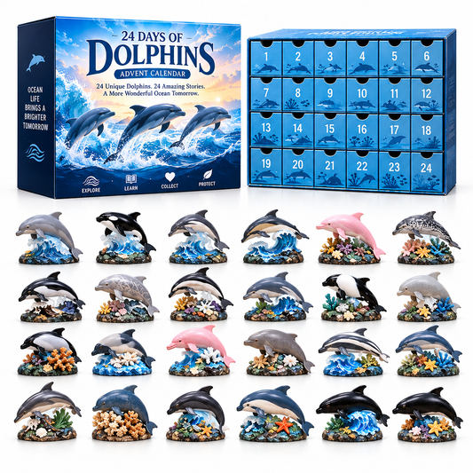 🐬24 Days of Dolphins Advent Calendar – 24 Unique Ocean Animal Figurines & Collectibles
