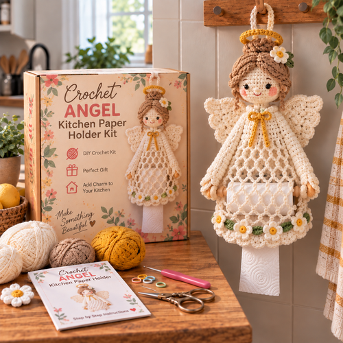 Crochet Angel Kitchen Tissue Holder Kit – DIY Handmade Home Decor & Thoughtful Gift