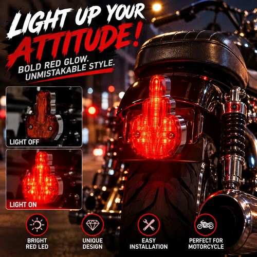 🔥 Got an Attitude?! 🏍️ Give the World the Finger – Bold Red LED, Zero Apologies!