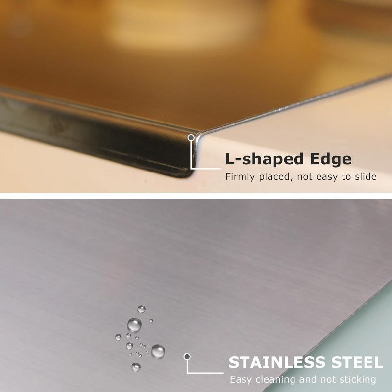 🔪 Tired of Cutting Boards That Slide? ✨ – Anti-Slip Stainless Steel Cutting Board with Edge-Lock Design