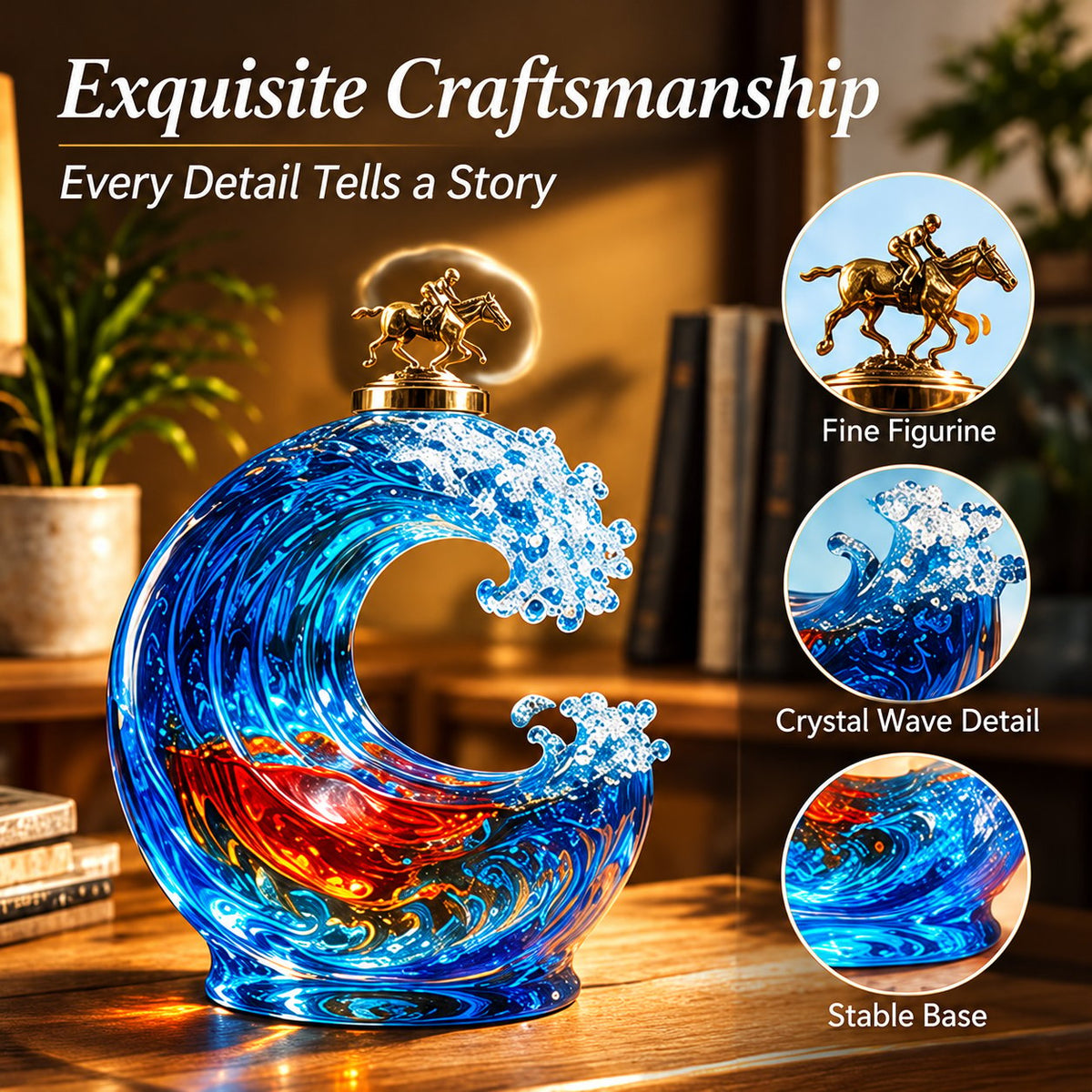 🌊 Ocean Wave Art Sculpture - Crystal Decanter Edition