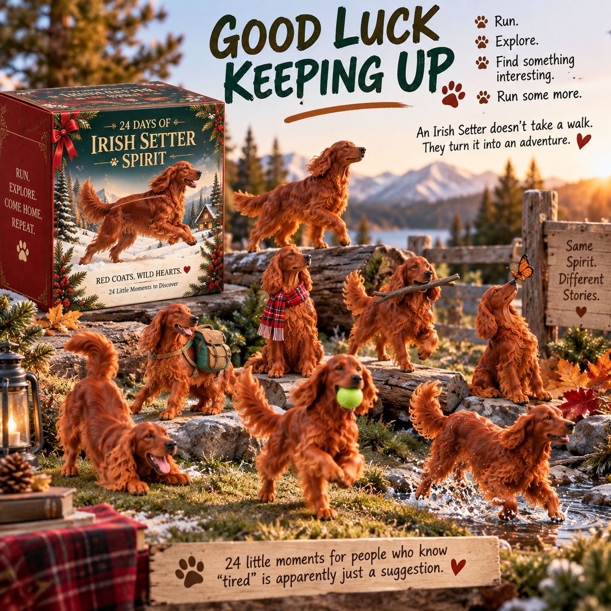 ❤️🐾24 Days of Irish Setter Spirit — Run Wild. Come Home. Repeat
