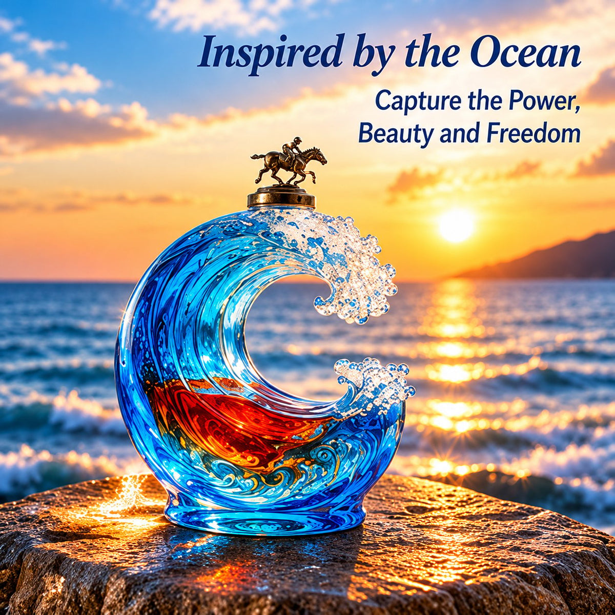 🌊 Ocean Wave Art Sculpture - Crystal Decanter Edition