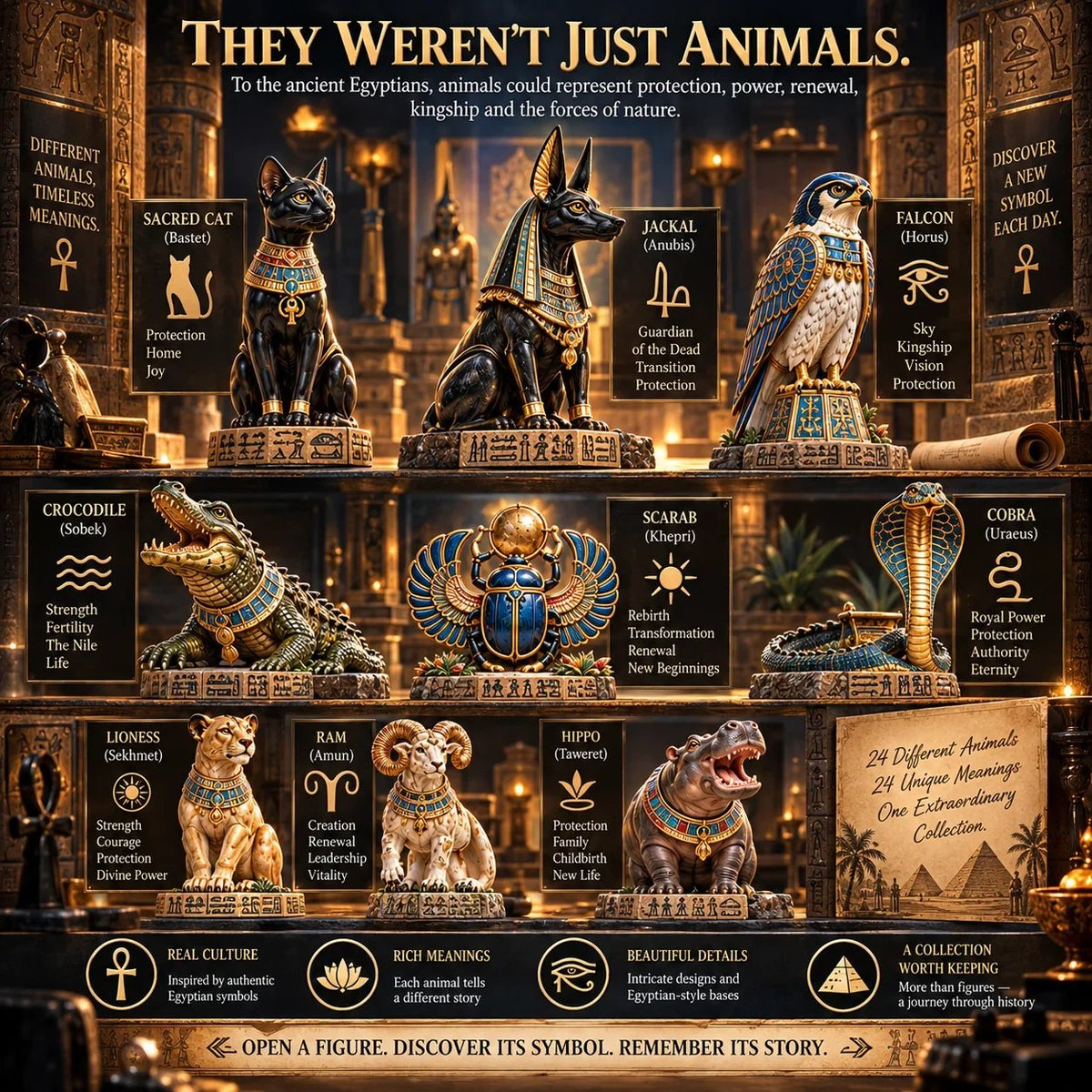 🐈‍⬛🏺24 Days of Ancient Egypt – Sacred Animals & Guardians Collection ✨