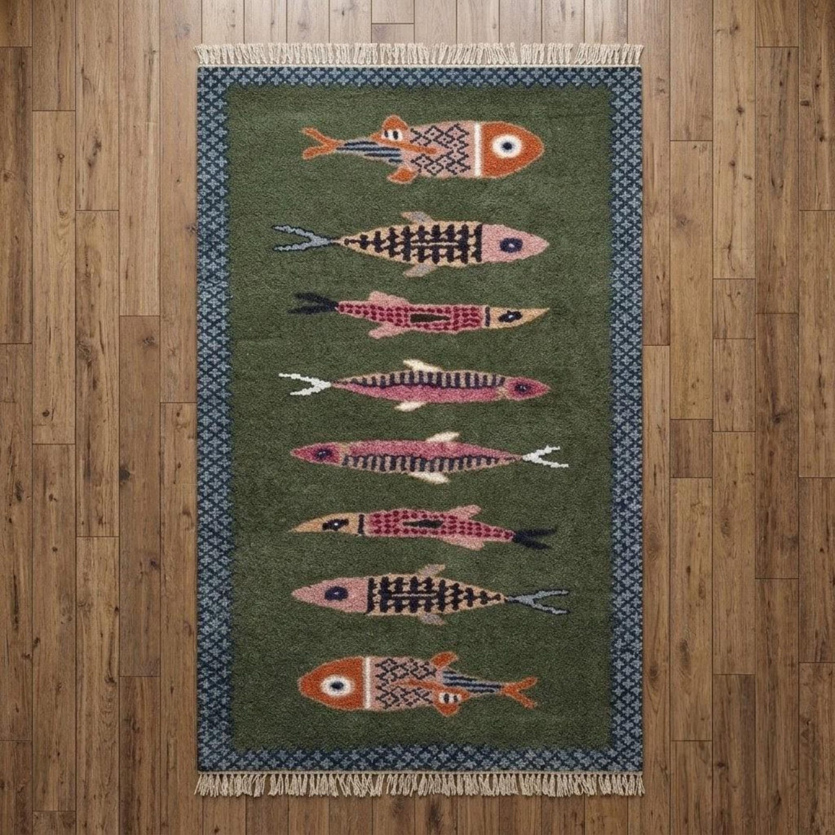 🐟 Whimsical Folk Fish Rug – A Splash of Color & Personality ✨ | Vintage-Inspired Home Decor